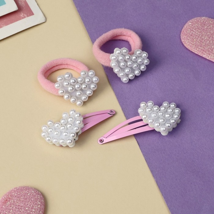 Набор для волос Набор для волос "Жаннет" (2 резинки, 2 невидимки) сердца