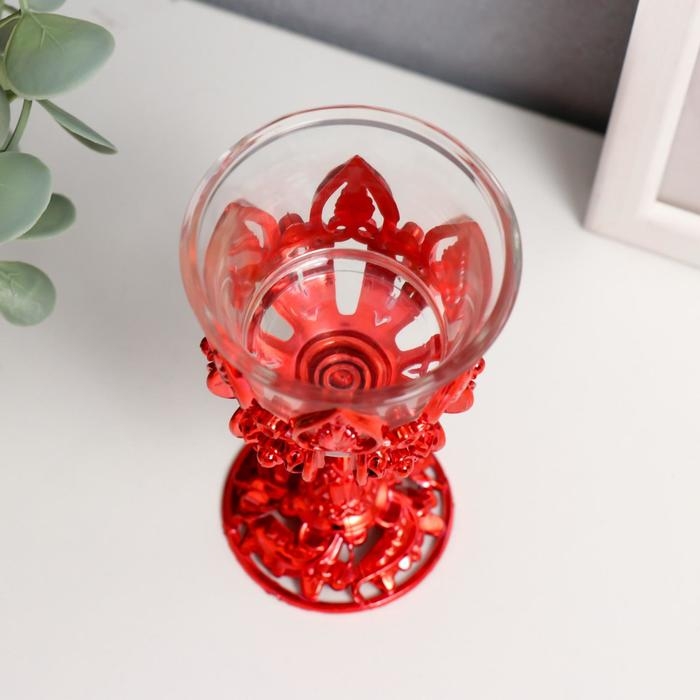 Подсвечник пластик, стекло Подсвечник пластик, стекло "Наслаждение" красный 10,5х6х6 см