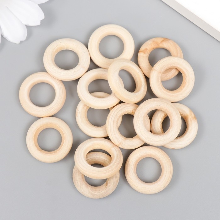 Декор для творчества дерево Декор для творчества дерево "Колечки" набор 15 шт натуральный 2х2 см