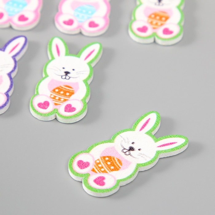 Декор для творчества дерево Декор для творчества дерево "Кролик с яйцом" набор 10 шт 4х1,8 см