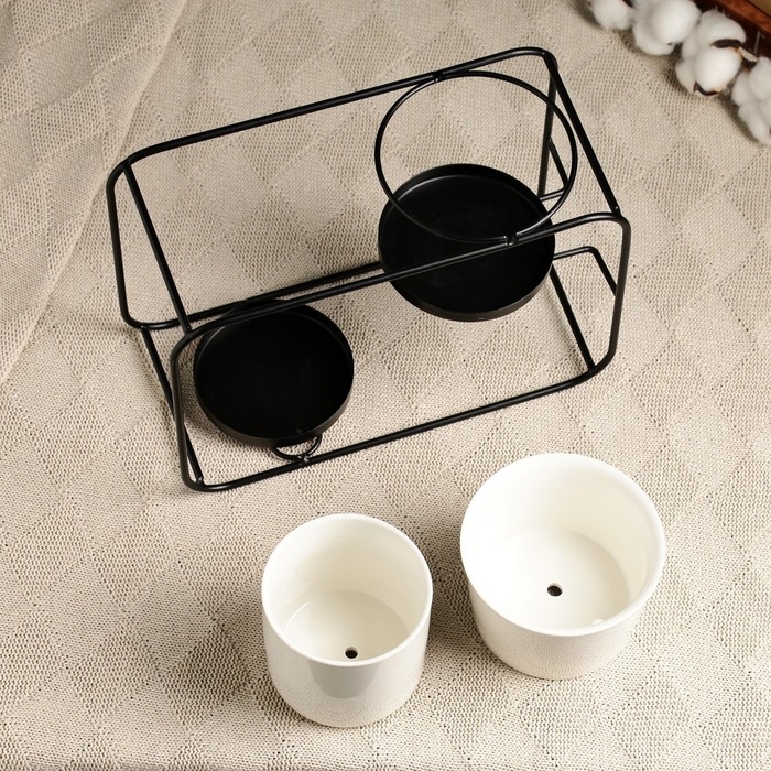 Набор горшков на подставке 2шт, 27х12х19см Набор горшков на подставке 2шт, 27х12х19см