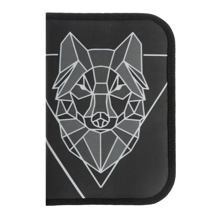 Пенал 3 секции, вкладка внутри, 140 х 210 х 40 мм, тканевый, Calligrata TOP Block  Пенал 3 секции, вкладка внутри, 140 х 210 х 40 мм, тканевый, Calligrata TOP Block "Волк графика"