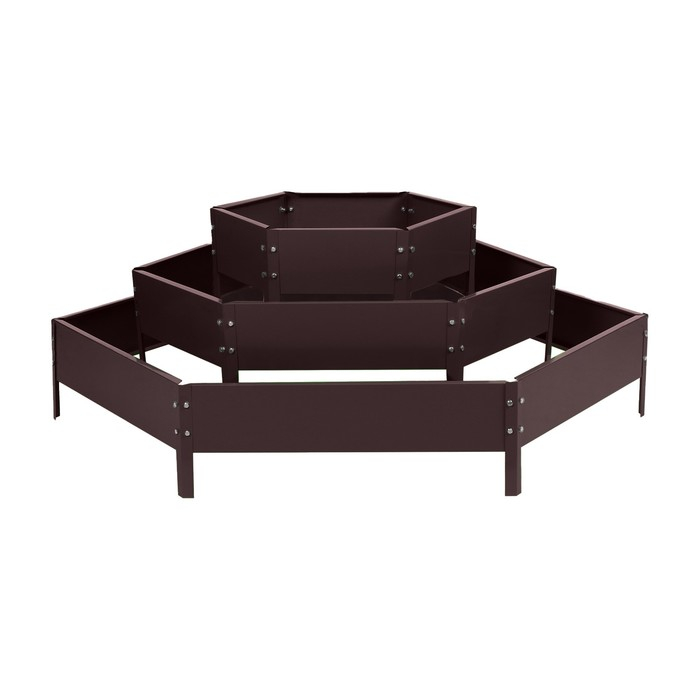 Клумба оцинкованная, 3 яруса, d = 60–100–140 см, h = 45 см, коричневая, Greengo Клумба оцинкованная, 3 яруса, d = 60–100–140 см, h = 45 см, коричневая, Greengo