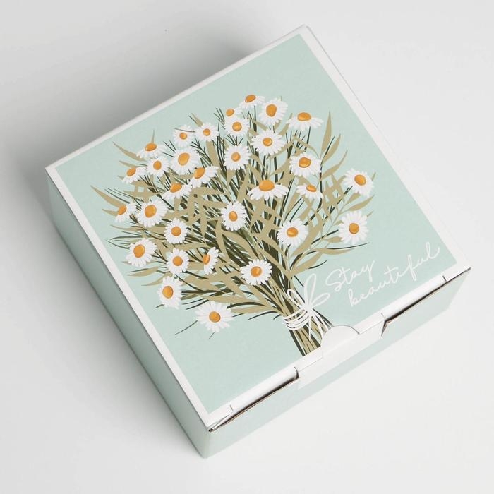 Коробка‒пенал, упаковка подарочная, «Ромашки», 15 х 15 х 7 см Коробка‒пенал, упаковка подарочная, «Ромашки», 15 х 15 х 7 см