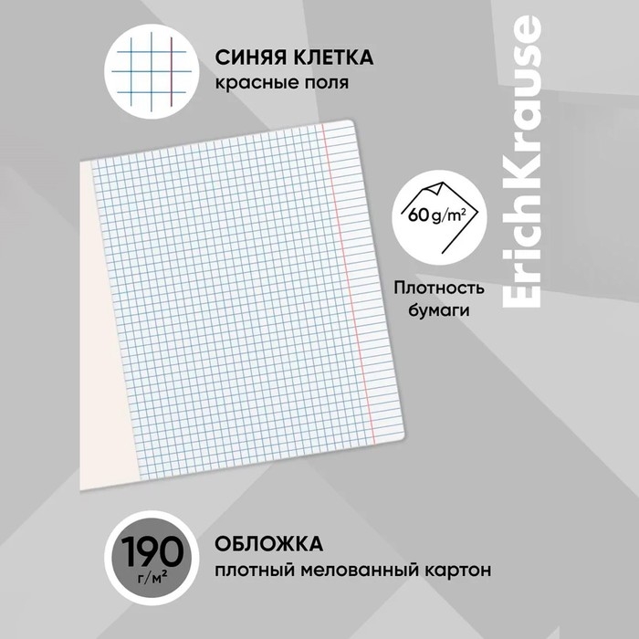 Тетрадь 48 листов в клетку, ErichKrause Тетрадь 48 листов в клетку, ErichKrause "Энциклопедия: Минералы", обложка мелованный картон, блок офсет 100% белизна, МИКС