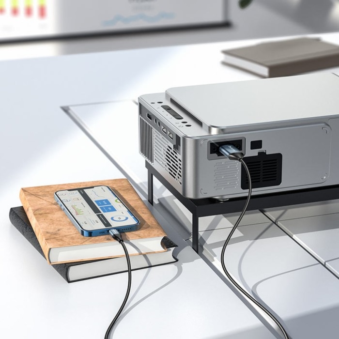 Адаптер Hoco UA15, Lightning - HDMI, 2 м, алюминиевый сплав + плетеный провод, серый Адаптер Hoco UA15, Lightning - HDMI, 2 м, алюминиевый сплав + плетеный провод, серый