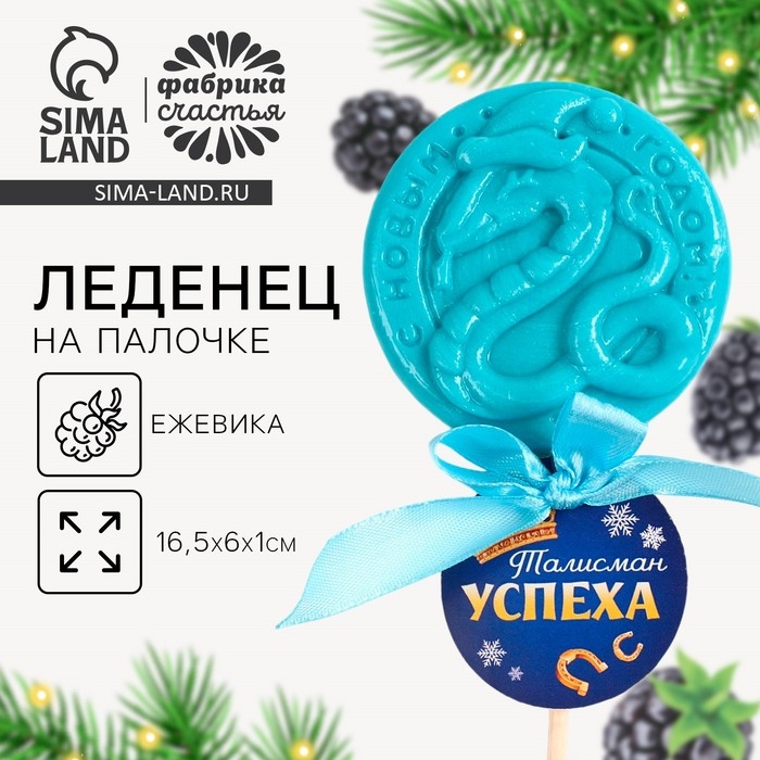 Новый год! Леденец на палочке &laquo;Талисман успеха&raquo;, вкус ежевика, 30 г