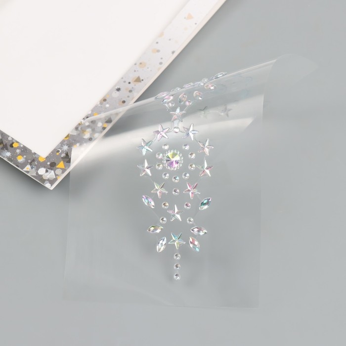 Наклейка пластик стразы на волосы Наклейка пластик стразы на волосы "Звёзды" 26,5х13 см