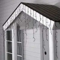 Гирлянда &laquo;Бахрома&raquo; 3&times;0.6 м, IP44, УМС, тёмная нить, 160 LED, свечение тёплое белое, 220 В