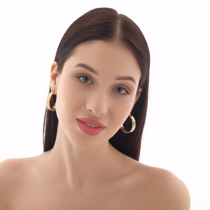 Серьги-кольца «Карма» крупная линия, цвет золото, d=4 Серьги-кольца «Карма» крупная линия, цвет золото, d=4