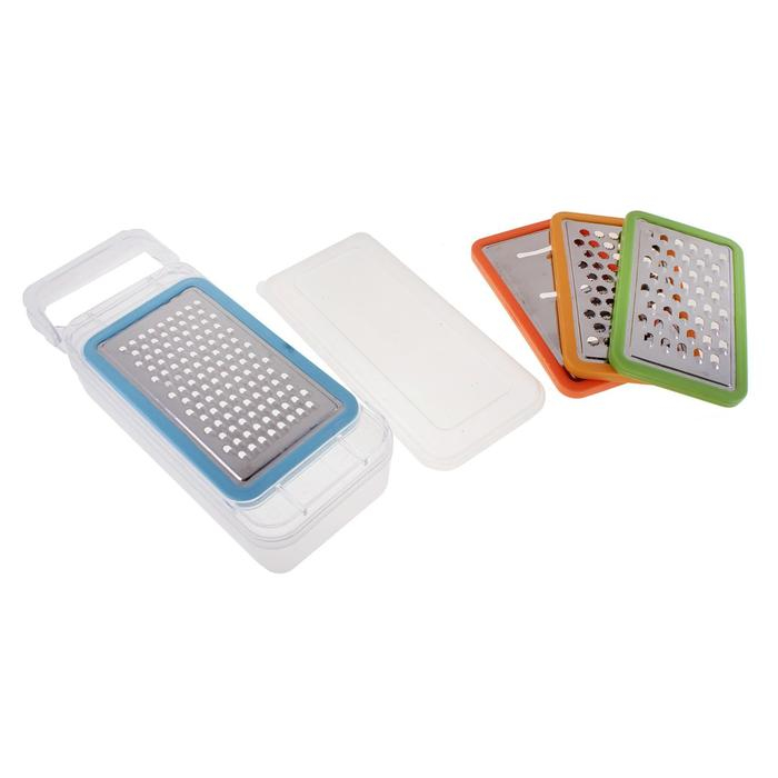 Тёрка-контейнер, 9×27 см, 4 насадки, цвет МИКС Тёрка-контейнер, 9×27 см, 4 насадки, цвет МИКС