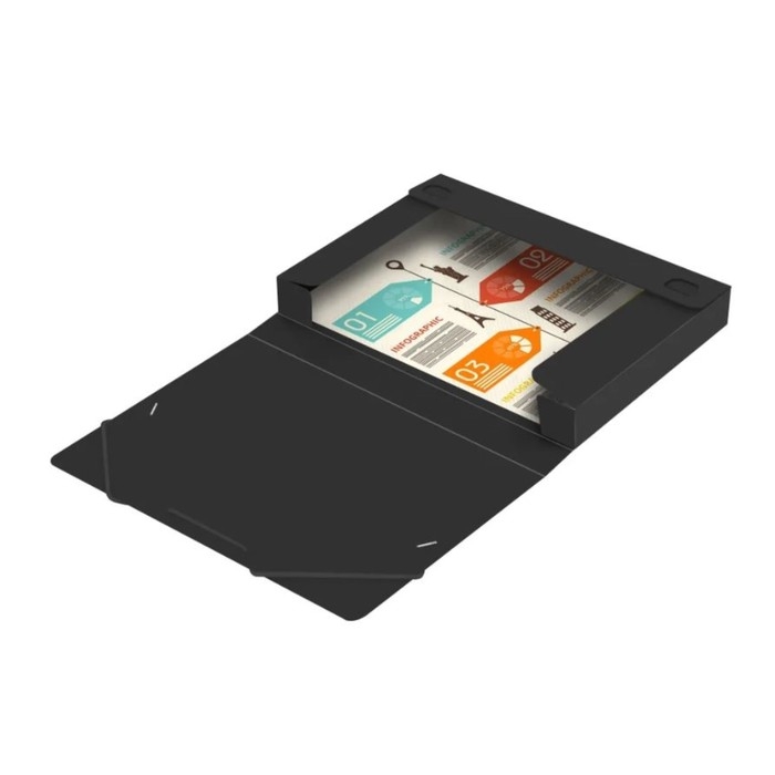 Папка-короб на резинке А4, 500мкм, Calligrata, корешок 25 мм, до 230 листов, тиснение  Папка-короб на резинке А4, 500мкм, Calligrata, корешок 25 мм, до 230 листов, тиснение "песок", черная