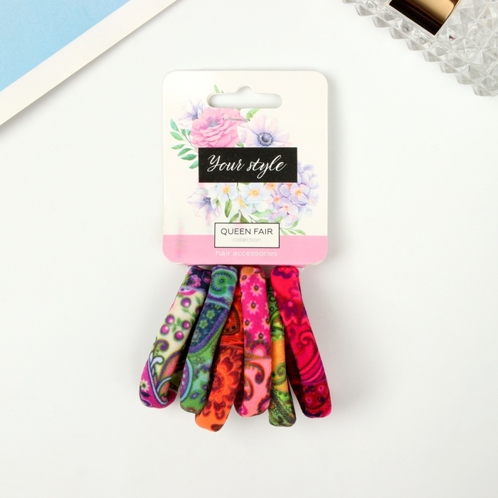 Резинка для волос Резинка для волос "Цветочный орнамент" (набор 6 шт) принт
