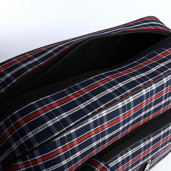 Сумка дорожная на молнии, наружный карман, длинный ремень, цвет синий/красный Сумка дорожная на молнии, наружный карман, длинный ремень, цвет синий/красный