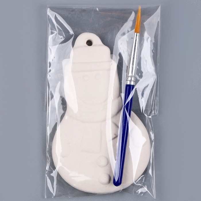 Новый год! Ёлочное украшение под раскраску «Снеговик» с подвесом, кисть Новый год! Ёлочное украшение под раскраску «Снеговик» с подвесом, кисть