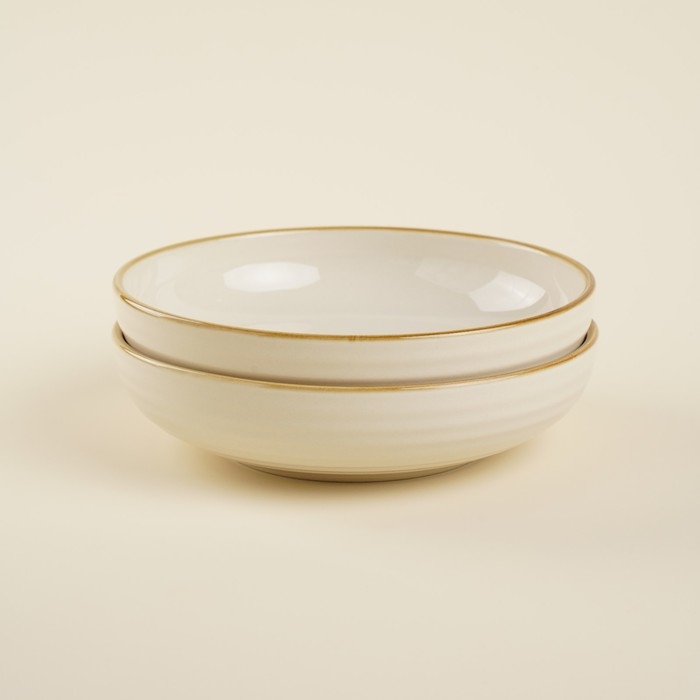 Набор тарелок глубоких фарфоровых SL Home «Леггеро», 18,5×5 см, цвет бежевый Набор тарелок глубоких фарфоровых SL Home «Леггеро», 18,5×5 см, цвет бежевый