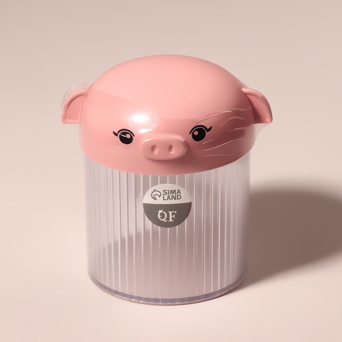 Органайзер для ватных палочек «Хрюшка», с крышкой, d=7.7×10.3 см, в пакете, розовый,прозрачный Органайзер для ватных палочек «Хрюшка», с крышкой, d=7.7×10.3 см, в пакете, розовый,прозрачный