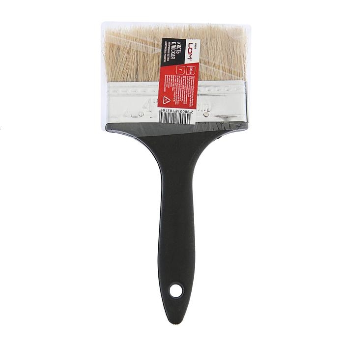 Кисть плоская ЛОМ, натуральная щетина, пластиковая рукоятка, 4 Кисть плоская ЛОМ, натуральная щетина, пластиковая рукоятка, 4", 100 мм