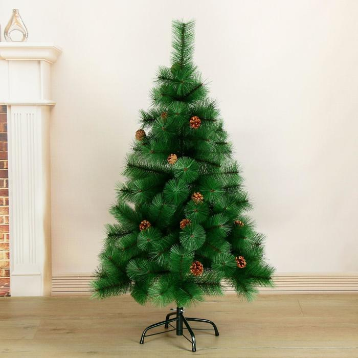 Кедр зелёный шишки 120 см, d нижнего яруса 80 см, d игл 10 см, 110 веток, металл подставка Кедр зелёный шишки 120 см, d нижнего яруса 80 см, d игл 10 см, 110 веток, металл подставка