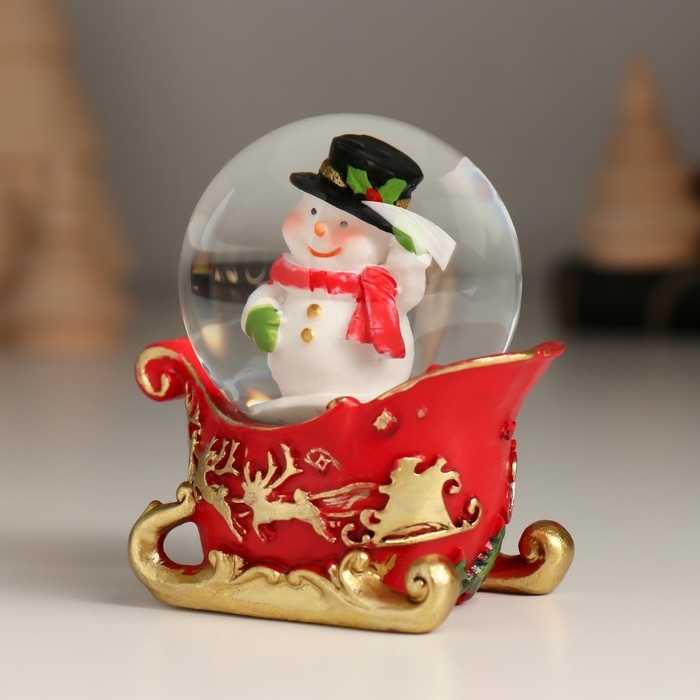 Сувенир полистоун водяной шар Сувенир полистоун водяной шар "Новогодний поезд и сани" набор 4 шт 24,7х4,5х6 см