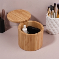 Органайзер для хранения «BAMBOO», с крышкой, раздвижной, d = 12 × 10,5 см, цвет коричневый