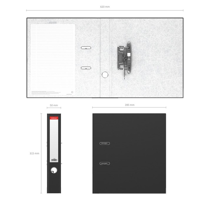 Папка-регистратор А4, 50 мм, ErichKrause Standard, бумвинил, с этикеткой на корешке, нижний металлический кант, черная Папка-регистратор А4, 50 мм, ErichKrause Standard, бумвинил, с этикеткой на корешке, нижний металлический кант, черная