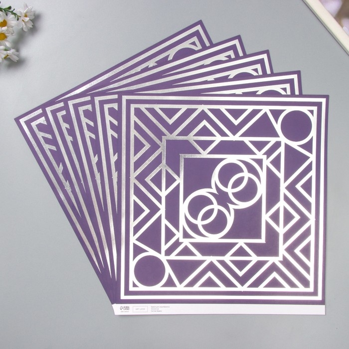 Бумага д/скрапа двусторонняя  Бумага д/скрапа двусторонняя "Эклектика серебро и мехенди" 180 гр набор 5 шт 30,5х32см