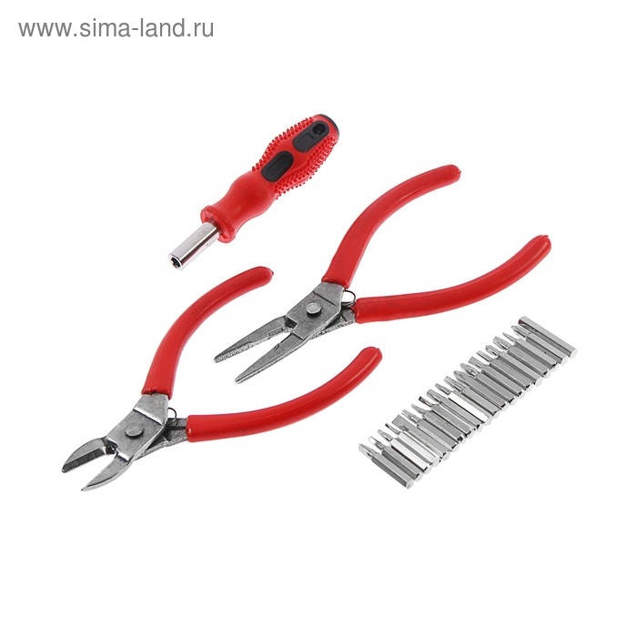 Набор инструментов ЛОМ mini, плоскогубцы, бокорезы, держатель с набором бит, 23 предмета Набор инструментов ЛОМ mini, плоскогубцы, бокорезы, держатель с набором бит, 23 предмета