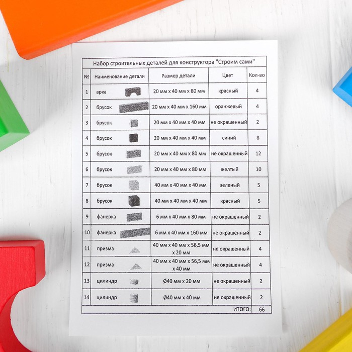 Конструктор «Строим сами», 66 деталей Конструктор «Строим сами», 66 деталей