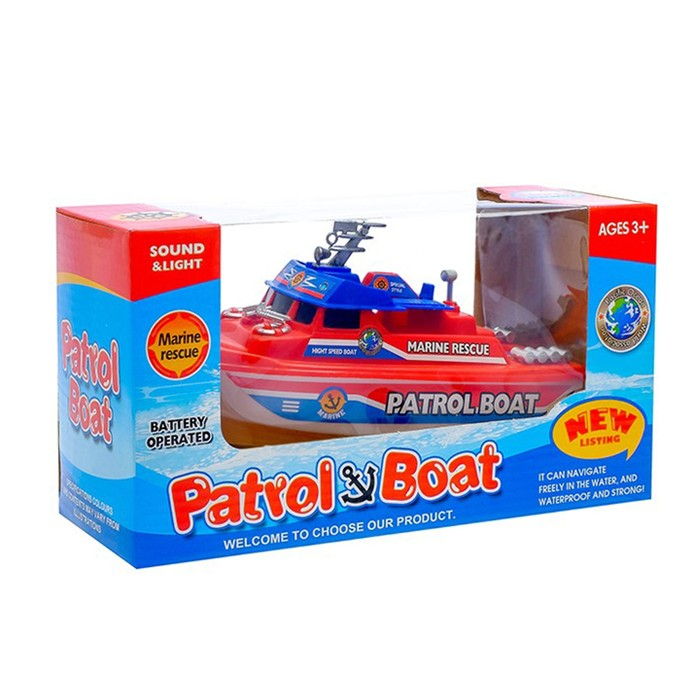 Катер «Патрульная лодка», работает от батареек, цвета МИКС.