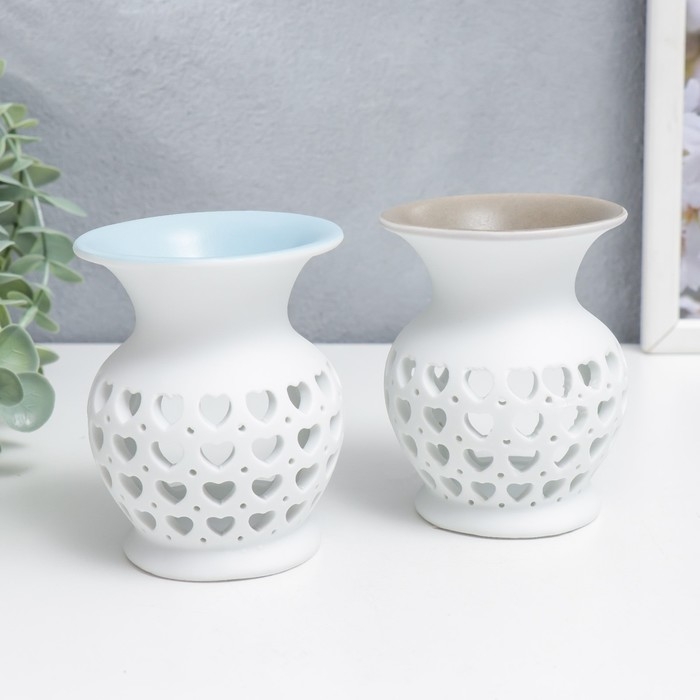 Аромалампа керамика Аромалампа керамика "Сеточка из сердец" МИКС 9х7,5х7,5 см