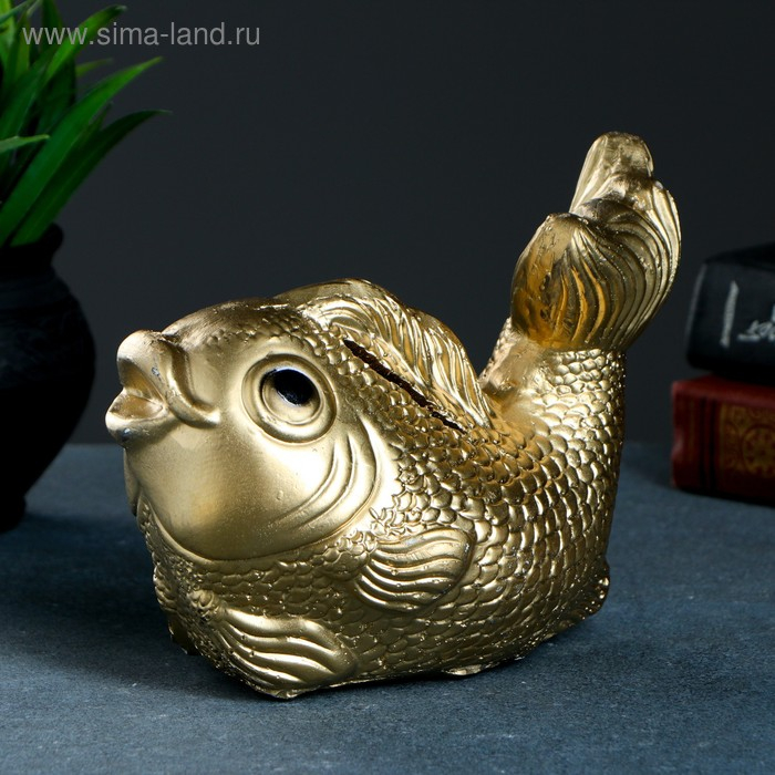 Копилка Копилка "Рыбка" золотая, 20х12х15см