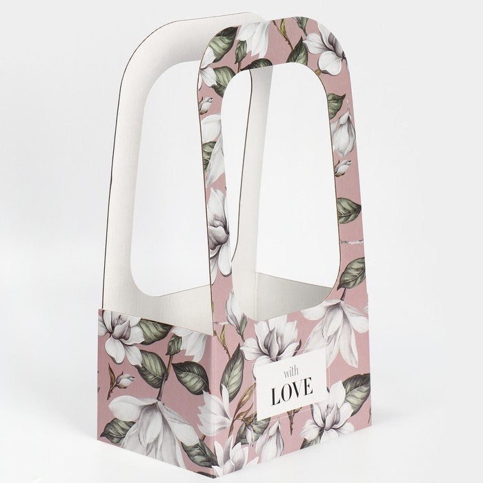Коробка-переноска для цветов «С любовью», 17 × 12 × 32 см Коробка-переноска для цветов «С любовью», 17 × 12 × 32 см