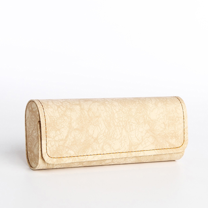 Футляр для очков на хлопушке, длина 16 см, цвет бежевый Футляр для очков на хлопушке, длина 16 см, цвет бежевый