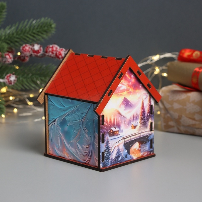 Новогодний чайный домик  Новогодний чайный домик "С Новым годом" 10,5х9,5х12 см