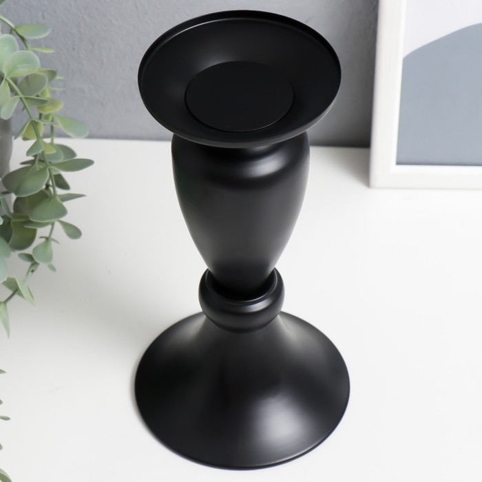 Подсвечник металл на 1 свечу "Атмосфера" чёрный матовый 22х11,5х11,5 см