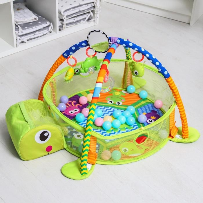 Развивающий коврик 3 в 1 «Черепаха», 30 цветных шариков, 4 игрушки Развивающий коврик 3 в 1 «Черепаха», 30 цветных шариков, 4 игрушки