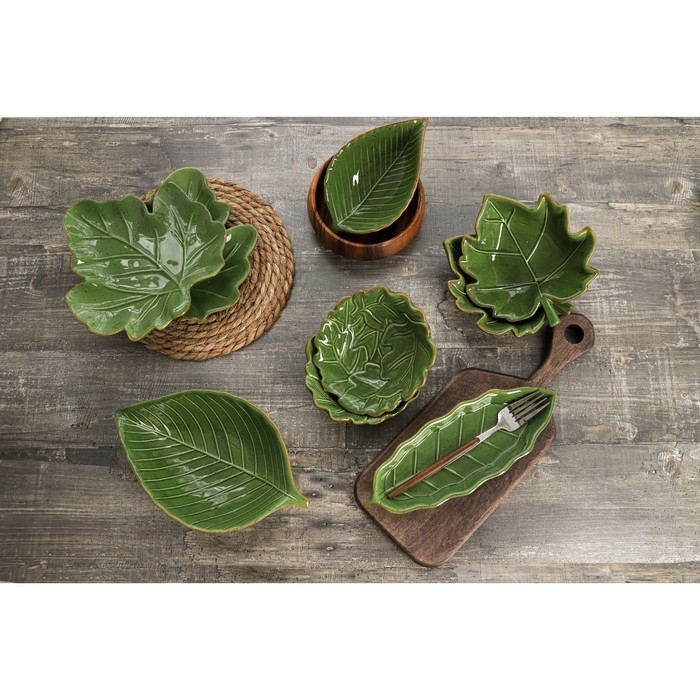 Салатник Доляна «Лист», 170 мл, 18×10,5 см, цвет зелёный Салатник Доляна «Лист», 170 мл, 18×10,5 см, цвет зелёный