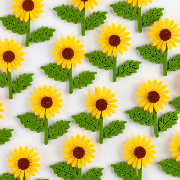 Декор из фетра на клеевой основе, набор 20 шт., размер 1 шт. — 6 × 5 см., цвет жёлтый Декор из фетра на клеевой основе, набор 20 шт., размер 1 шт. — 6 × 5 см., цвет жёлтый