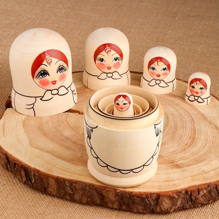 Матрешка "Разукрашка большая" 18см, 5 кукольная, ручная роспись