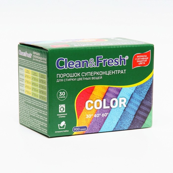 Порошок для стирки цветных вещей Clean&Fresh, Суперконцентрат 900 г Порошок для стирки цветных вещей Clean&Fresh, Суперконцентрат 900 г