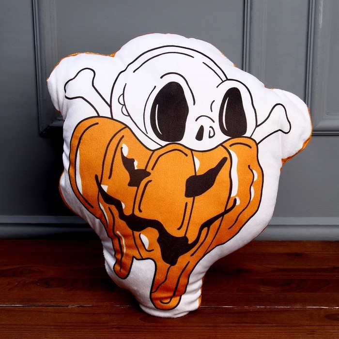 Мягкая игрушка «Череп» в тыкве, цвет белый Мягкая игрушка «Череп» в тыкве, цвет белый