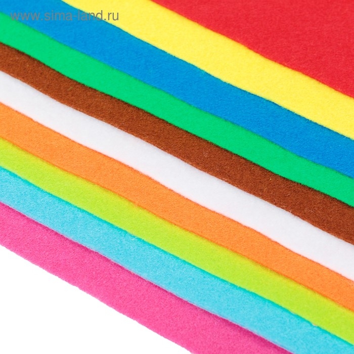 Фетр цветной мягкий A4 deVENTE. Фетр цветной мягкий A4 deVENTE. "Яркие цвета" 10 цветов, 10 листов, толщина 2 мм