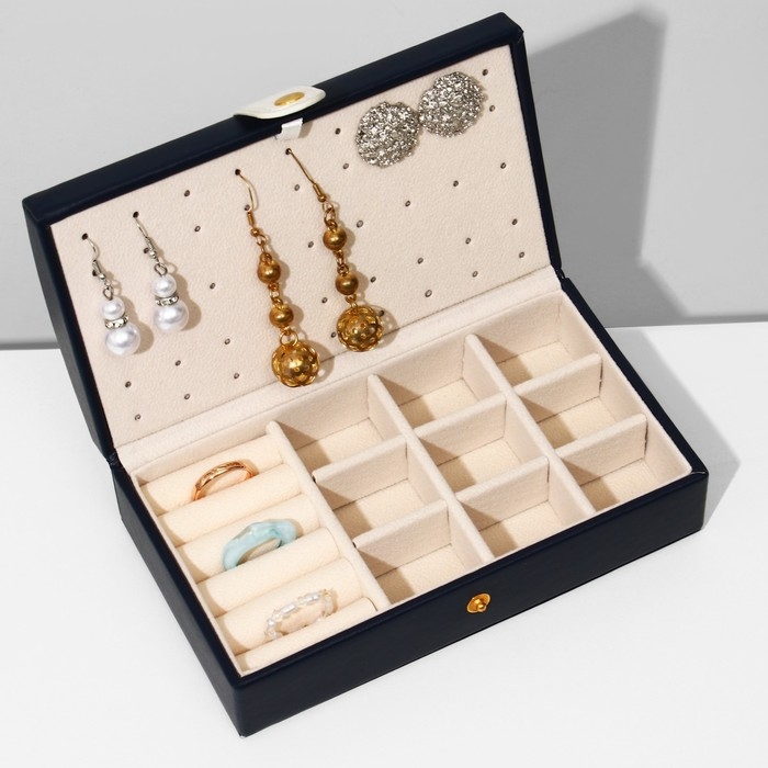 Подставка для украшений «Шкатулка» раздвижная, 17×9,5×6, цвет синий Подставка для украшений «Шкатулка» раздвижная, 17×9,5×6, цвет синий