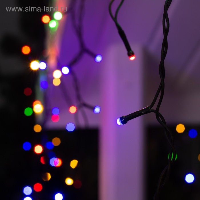 Гирлянда «Бахрома» 3 × 0.6 м, IP44, УМС, тёмная нить, 160 SMD-LED, свечение мульти, 220 В Гирлянда «Бахрома» 3 × 0.6 м, IP44, УМС, тёмная нить, 160 SMD-LED, свечение мульти, 220 В