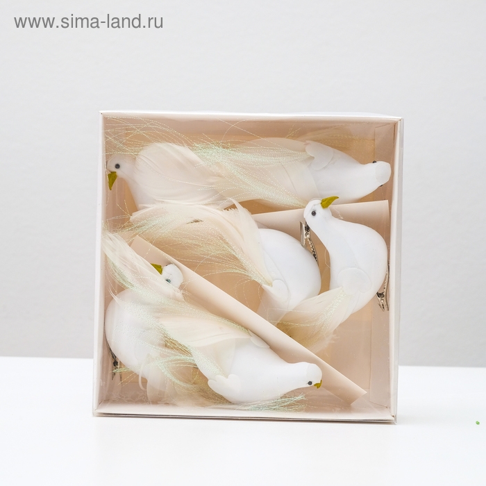 Птичка для декора и флористики, на прищепке, белая, пластиковая, 1шт., 8 х 8 см Птичка для декора и флористики, на прищепке, белая, пластиковая, 1шт., 8 х 8 см