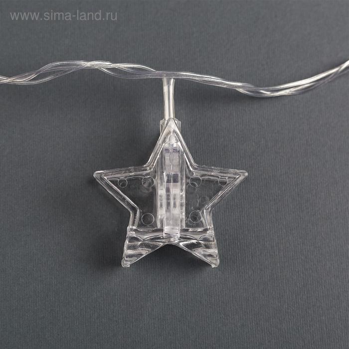 Гирлянда «Нить» 4.5 м с насадками «Прищепки-звёзды», IP20, прозрачная нить, 20 LED, свечение мульти (RG/RB), мигание, 220 В Гирлянда «Нить» 4.5 м с насадками «Прищепки-звёзды», IP20, прозрачная нить, 20 LED, свечение мульти (RG/RB), мигание, 220 В