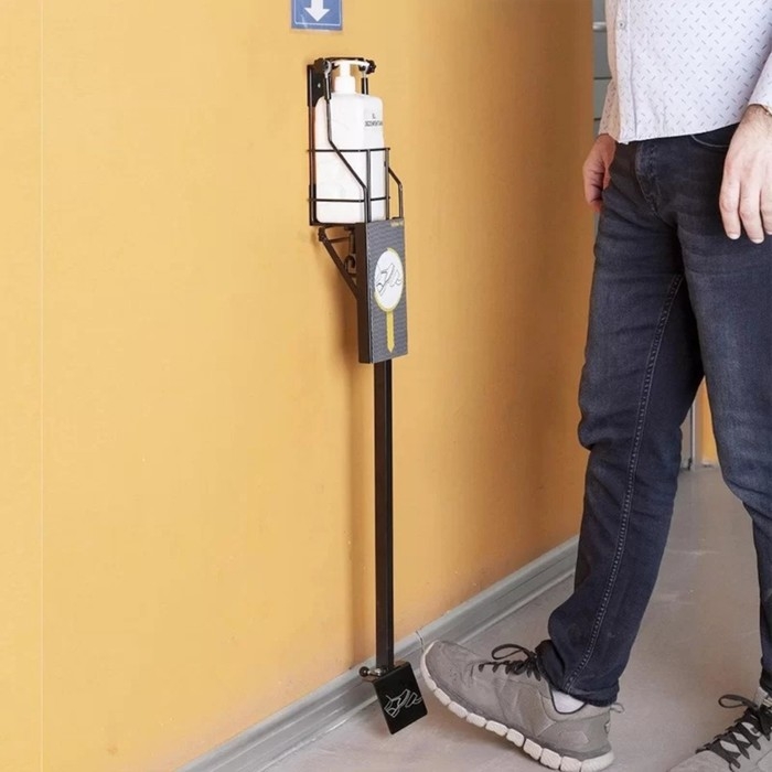 Стойка для антисептика с педалью Tekno-tel, мобильная, цвет чёрный Стойка для антисептика с педалью Tekno-tel, мобильная, цвет чёрный