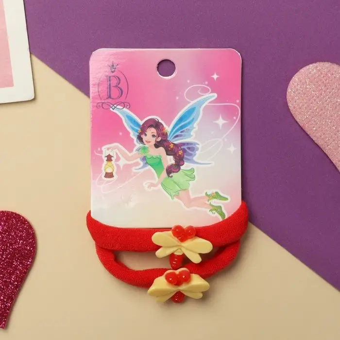 Резинка для волос  Резинка для волос "Фея" (набор 2 шт) стрекоза, 4 см, красный