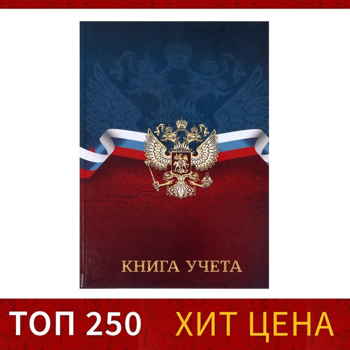 Книга учета, 96 листов, обложка картон 7БЦ, блок ГАЗЕТНЫЙ, клетка, РФ, сине-красный Книга учета, 96 листов, обложка картон 7БЦ, блок ГАЗЕТНЫЙ, клетка, РФ, сине-красный